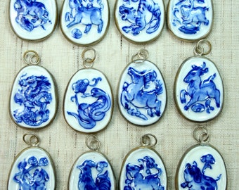 Asian porcelain shard framed charms photos 376